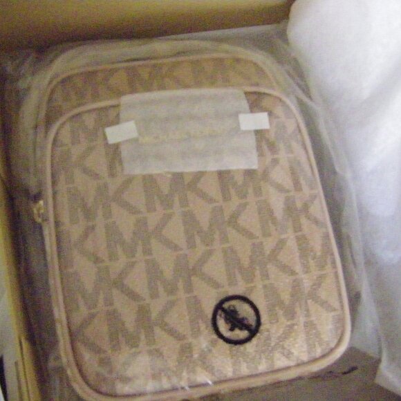 Michael Kors Jet Set Signature Logo Crossbody Bag Metallic Rose Gold Multi Boxed - Picture 7 of 10